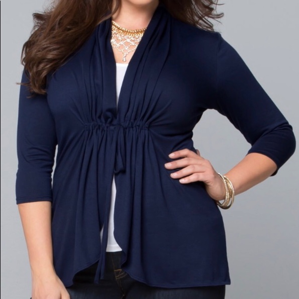 Kiyonna blue lightweight layering cardigan sweater